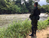 A Colombian soldier guards the border with Venezuela in Cucuta, Colombia February 9, 2018. REUTERS/Javier Andres Rojas