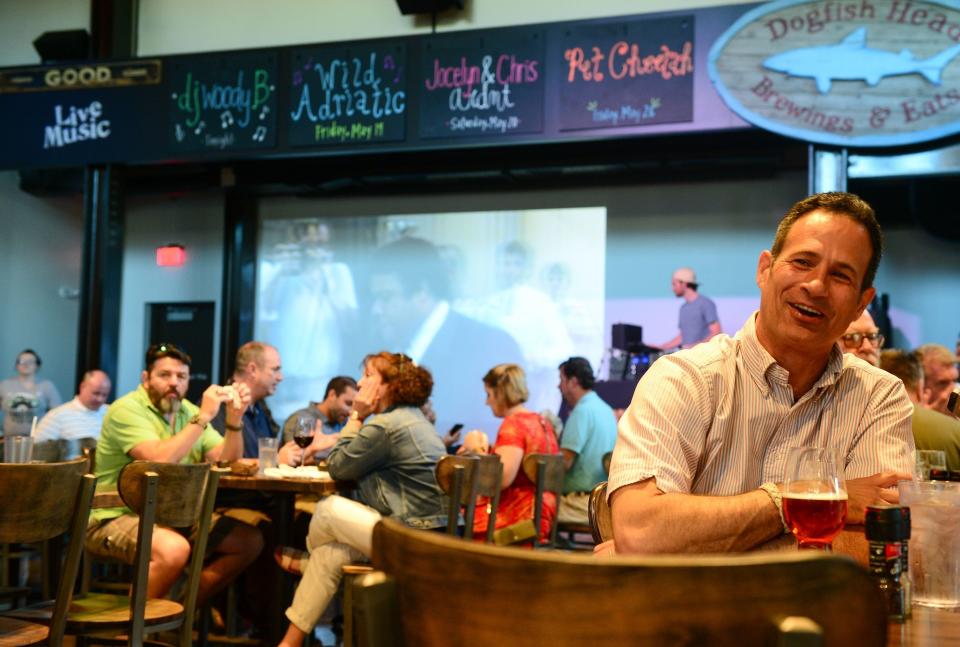 Sam Calagione, founder of Dogfish Head Craft Brewery and 2017 James Beard Award winner, at his Rehoboth Beach brewpub.