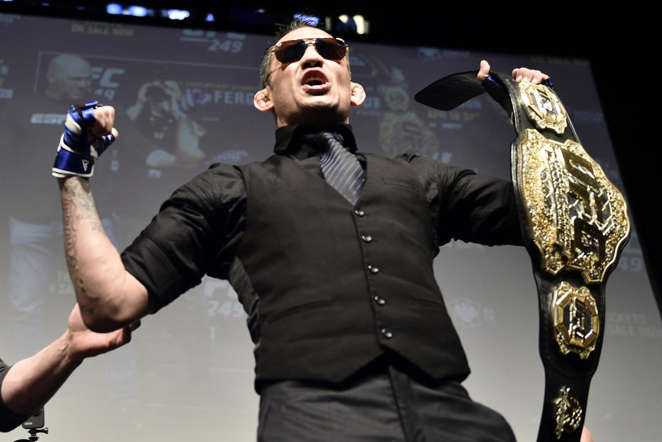 LAS VEGAS, NEVADA - MARCH 06: Tony Ferguson poses for photos during the UFC 249 press conference at T-Mobile Arena on March 06, 2020 in Las Vegas, Nevada. (Photo by Chris Unger/Zuffa LLC)