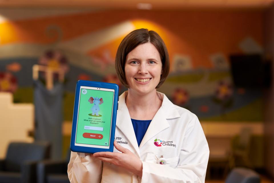Nurse practitioner Abby Hess invented The EZ Induction breath-powered video game to teach calm breathing to young children who are preparing to go under anesthesia.