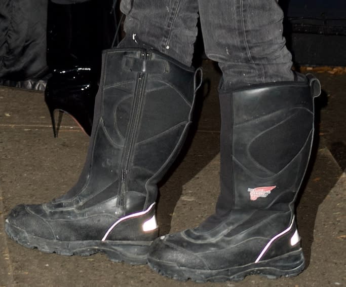 A closer look at Kanye West wearing Red Wing boots. - Credit: Splash