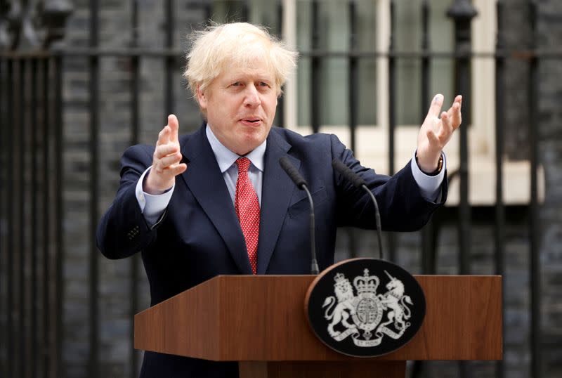 FILE PHOTO: Britain's Prime Minister Boris Johnson to return to work on Monday