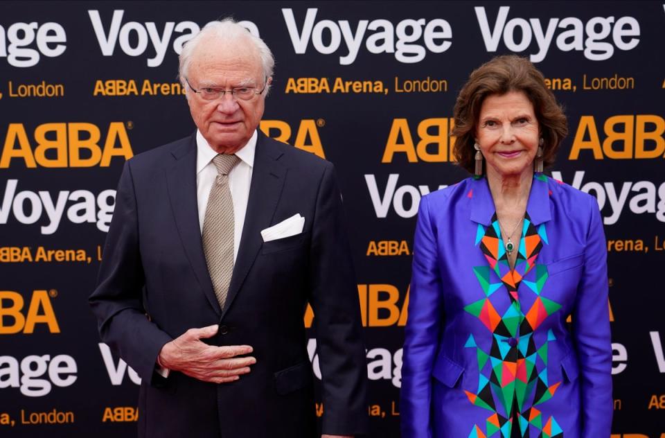 Sweden’s King Carl Gustaf and Queen Silvia attend the premiere of pop band Abba’s Voyage show (Copyright 2022 The Associated Press. All rights reserved.)