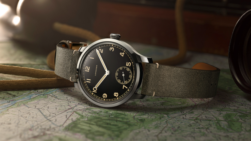 Heritage Military 1938 經典復刻軍錶 | 錶徑43mm、不鏽鋼材質、時間指示、L507.2手上鏈機芯、防水30米、限量1938只、建議售價NT$ 79,500