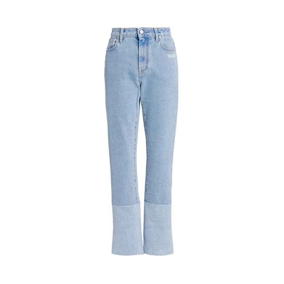 2) Two-Tone Straight-Leg Jeans