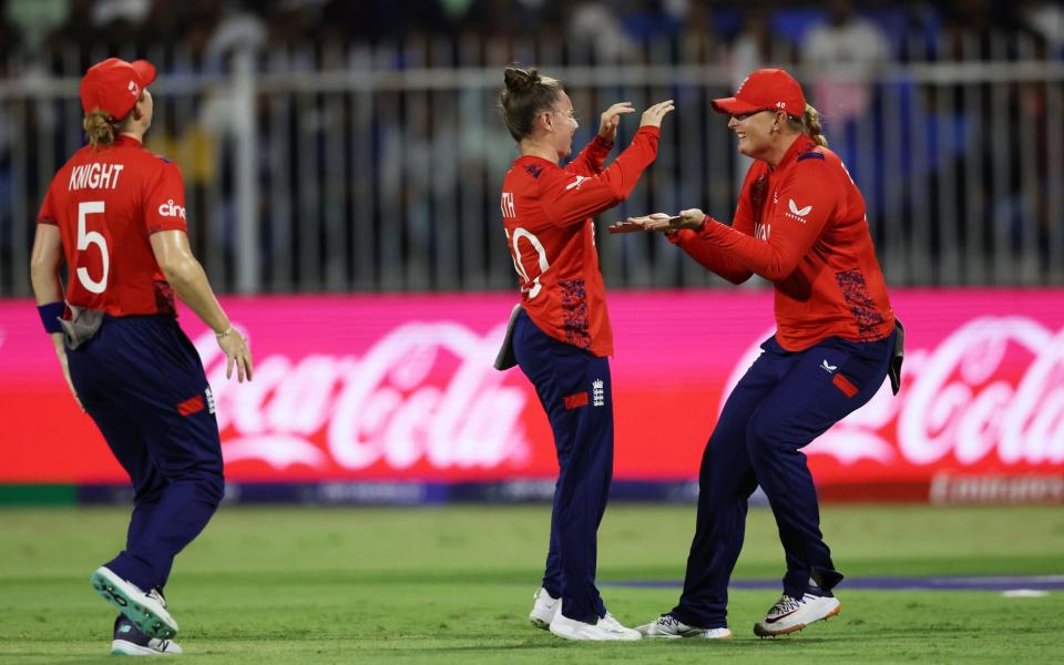 England celebrate another Bangladesh wicket