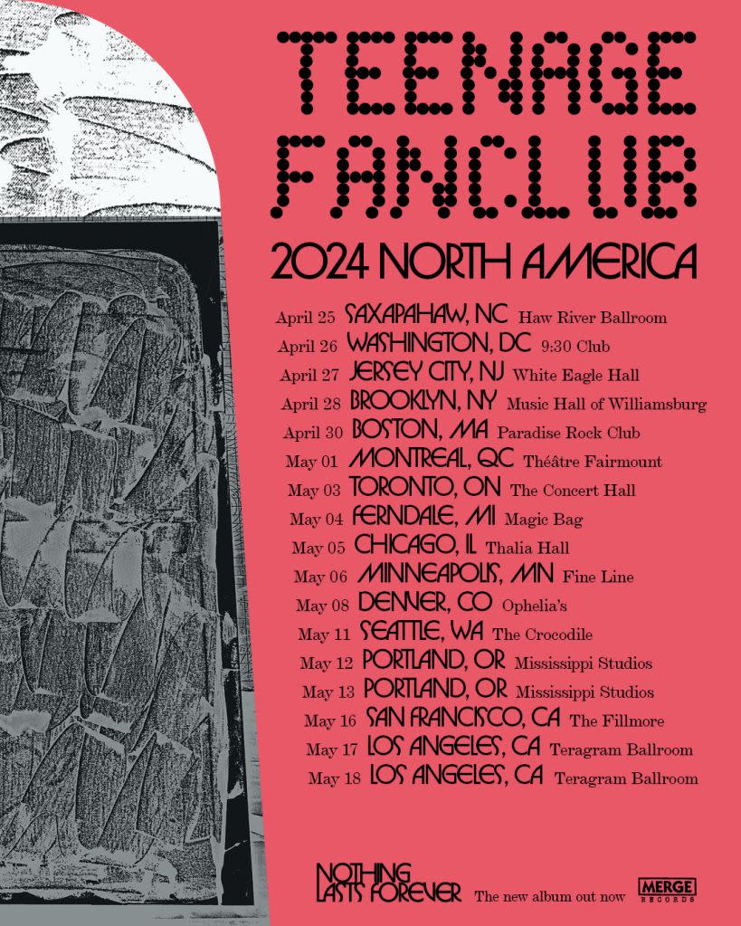 teenage fanclub 2024 us tour north american tour 