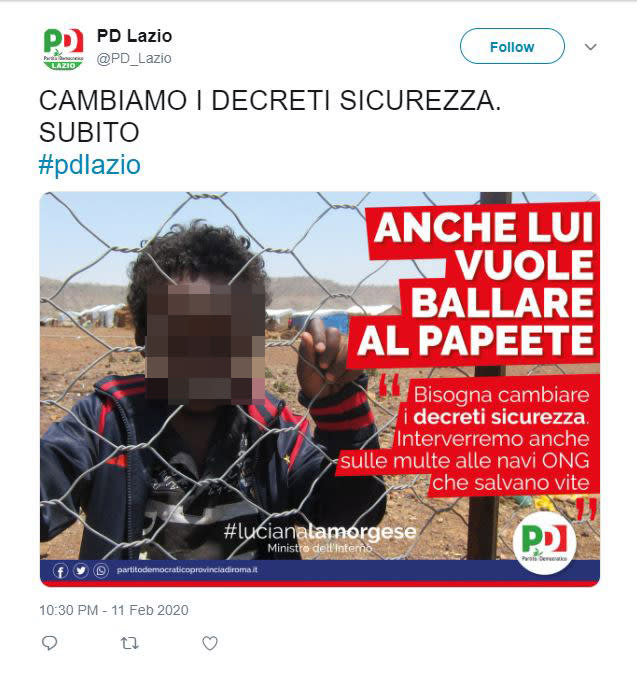 Il post incriminato e poi cancellato