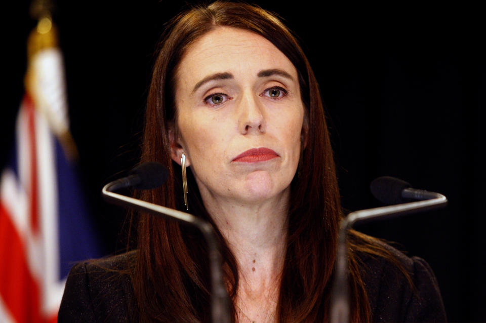FILE - In this March 25, 2019, file photo, New Zealand Prime Minister Jacinda Ardern addresses a press conference in Wellington, New Zealand. The death toll from the Christchurch mosque attacks has risen to 51 after a Turkish man who had been hospitalized since a gunman opened fire on worshippers seven weeks ago died overnight, authorities in New Zealand and Turkey confirmed. New Zealand Prime Minister Jacinda Ardern said Friday, May 3, 2019 the sad news would be felt across both countries. (AP Photo/Nick Perry, File)