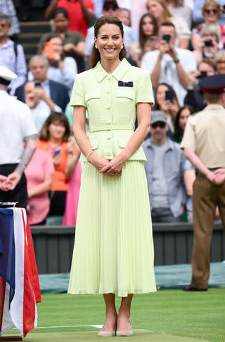 <p>Karwai Tang/WireImage</p> Kate Middleton attends Wimbledon on July 15