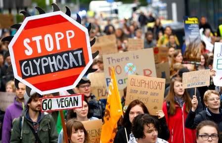 FILE PHOTO: Protests ahead of German drug and crop chemical maker Bayer's annual general meeting