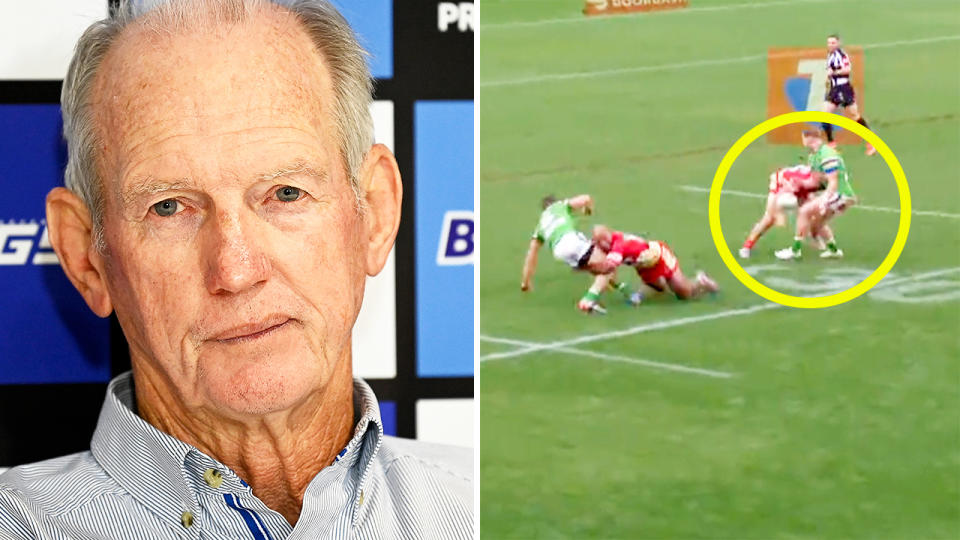 Wayne Bennett, pictured here after the Dolphins' loss to the Raiders.