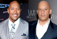 <p>Tempers were flying high on the set of the testosterone-heavy <i>Fast 8</i> film. In August, Dwayne "the Rock" Johnson went off on a rant against his male co-stars on Instagram, writing, “Some conduct themselves as stand up men and true professionals, while others don’t. The ones that don’t are too chicken s*** to do anything about it anyway. Candy a**es,” he said. “When you watch this movie next April and it seems like I’m not acting in some of these scenes and my blood is legit boiling — you’re right.” His post immediately launched speculation as to who the rant could have been about. Multiple outlets later confirmed <a rel="nofollow" href="https://www.yahoo.com/celebrity/inside-the-rock-and-vin-1491230248058934.html" data-ylk="slk:Vin Diesel was the target;elm:context_link;itc:0;sec:content-canvas;outcm:mb_qualified_link;_E:mb_qualified_link;ct:story;" class="link  yahoo-link">Vin Diesel was the target</a>. Apparently the disagreement was over creative differences. Diesel has been with the franchise since the very beginning and has been a producer since the fourth film. Fortunately, the two action stars met on set to hash out their differences and they appear to be all good. “I was raised on healthy conflict and welcome it,” Johnson later <a rel="nofollow noopener" href="https://www.instagram.com/p/BI8ZYHgj6Iv/" target="_blank" data-ylk="slk:Instagrammed;elm:context_link;itc:0;sec:content-canvas" class="link ">Instagrammed</a>. “And like any family, we get better from it.” (Photo: AP Images) </p>