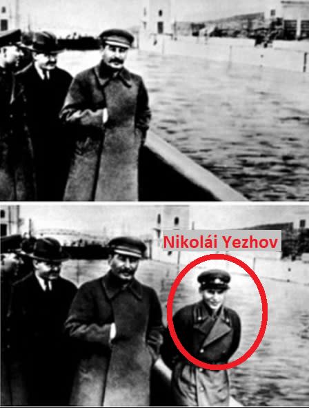 A Nikolái Yezhov le hicieron 'desaparecer' en las fotografías en las que aparecía junto a Stalin (imágenes vía Dailymail)