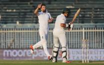 Cricket - Pakistan v England - Third Test - Sharjah Cricket Stadium, United Arab Emirates - 1/11/15 England's James Anderson celebrates the wicket of Pakistan's Misbah ul Haq Action Images via Reuters / Jason O'Brien Livepic