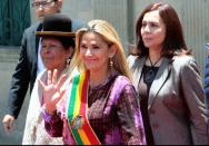 Bolivia's interim president Jeanine Anez attends a ceremony in La Paz