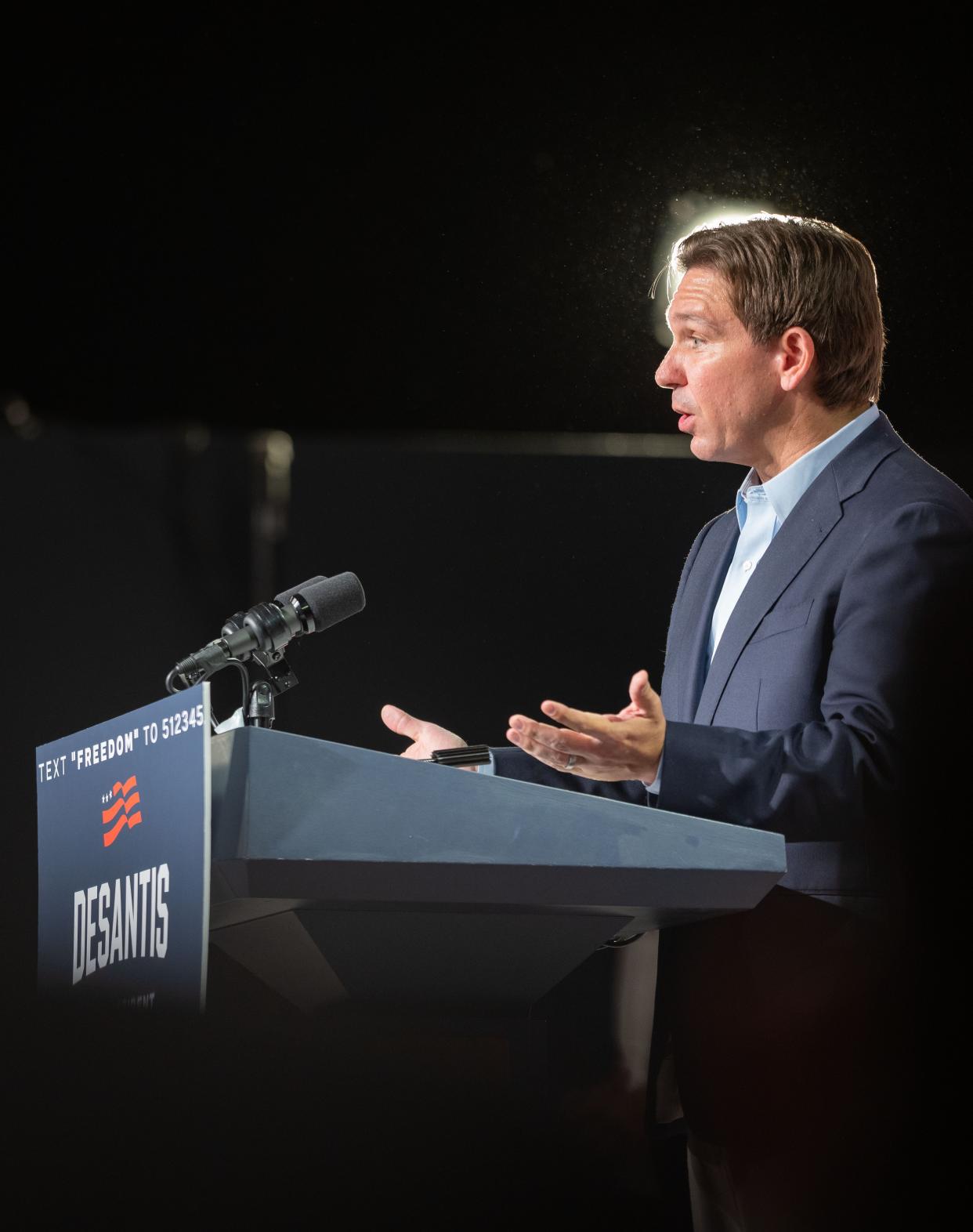 Republican presidential candidate Florida Gov. Ron DeSantis speaks during a campaign event in Clive, Iowa, Tuesday, May 30, 2023.