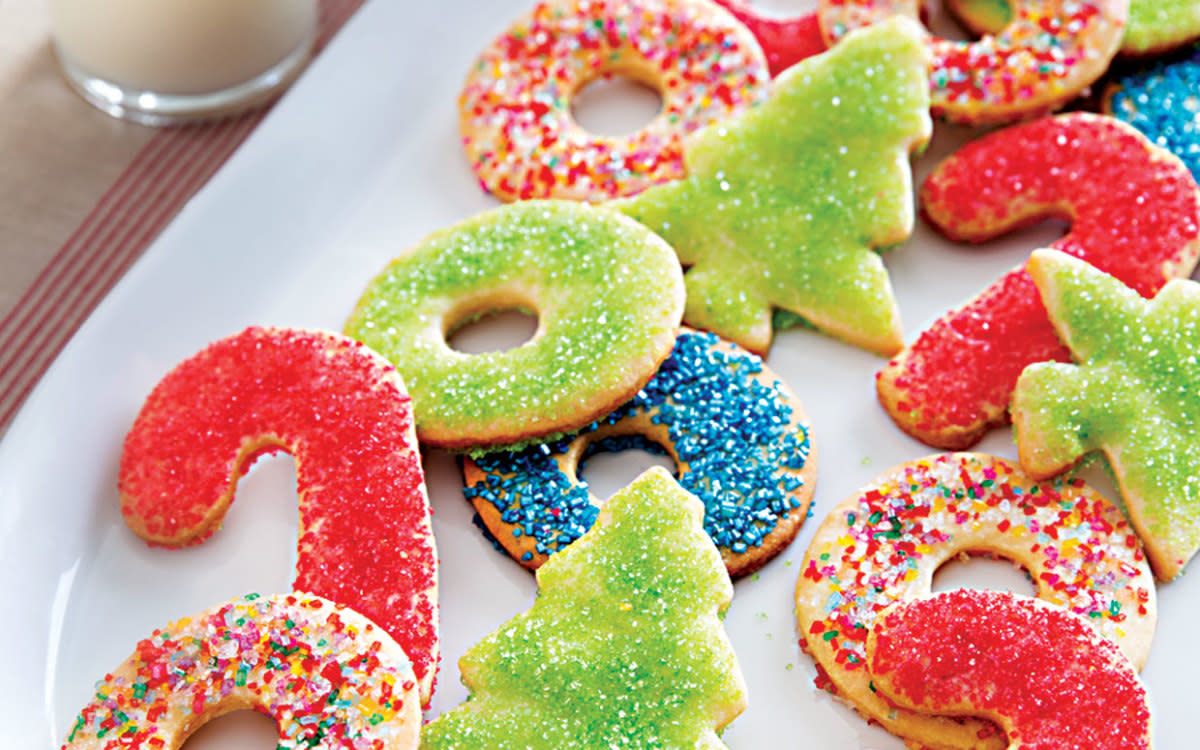 <p>Parade</p><p>These simple sugar cookies can also be baked without sprinkles and then decorated with royal icing.</p><p><strong>Get the recipe: <a href="https://parade.com/237440/lidiabastianich/simple-sugar-cookies/" rel="nofollow noopener" target="_blank" data-ylk="slk:Simple Sugar Cookies;elm:context_link;itc:0;sec:content-canvas" class="link rapid-noclick-resp"><em>Simple Sugar Cookies</em></a></strong></p>