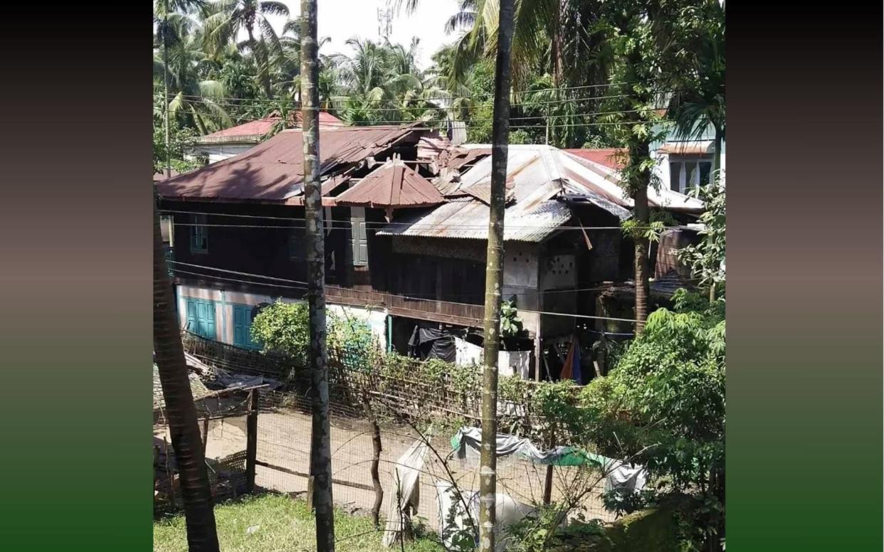 A drone strike in Maungdaw, Rakhine state damages property