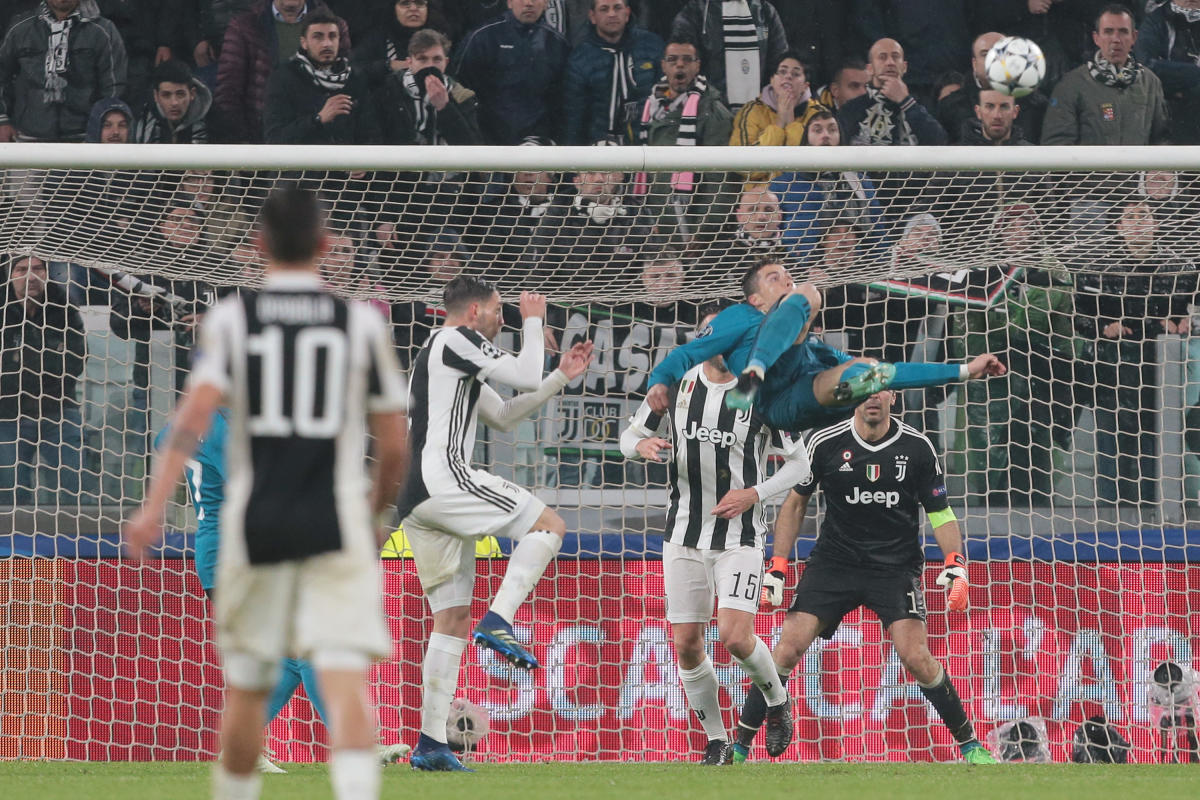 On this day 5 years ago, Cristiano Ronaldo scores a spectacular bicycle  kick goal to put Real Madrid up 2-0 against Juventus in the first leg of  the 2017-18 UEFA Champions League