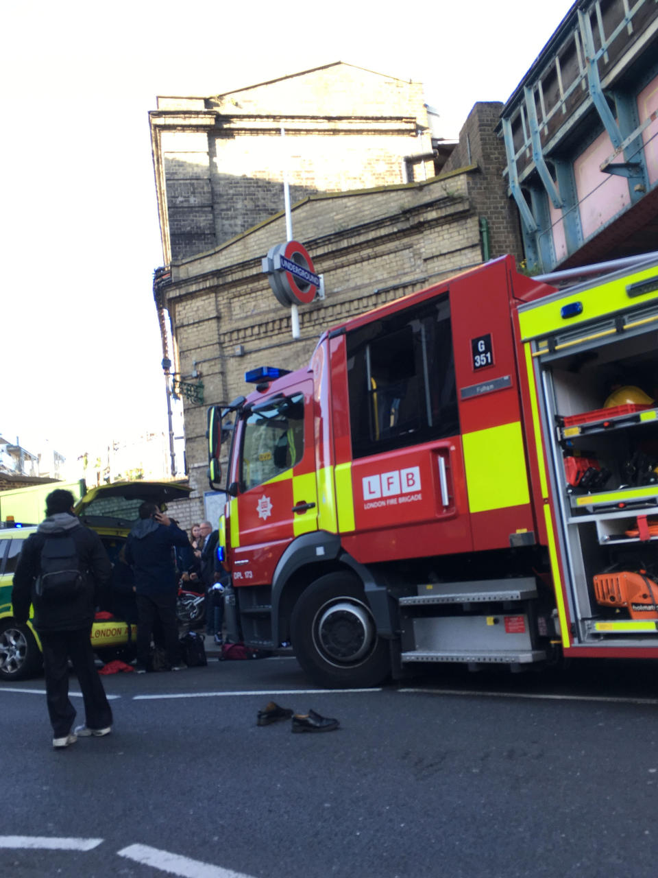 Parsons Green explosion: Fire crews arrive outside the Tube exit