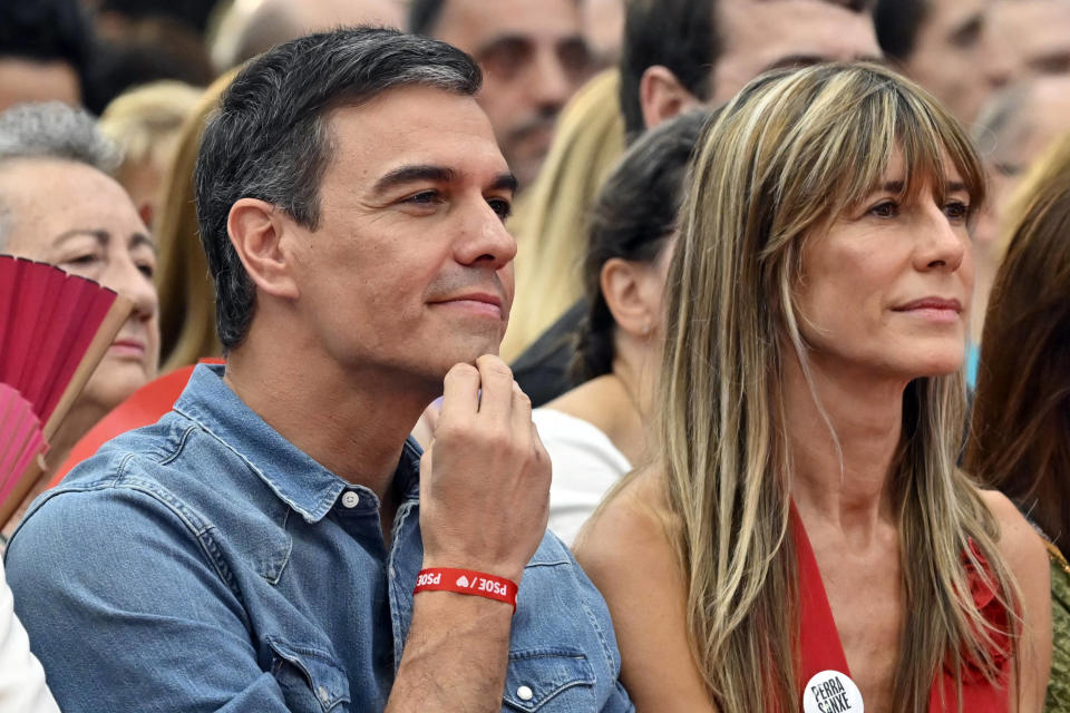 Pedro Sanchez et son épouse Begona Gomez, lors d’un évenement à Getafa en juin 2023. 