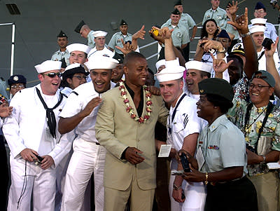 Cuba Gooding Jr. with the crew of the USS John C. Stennis at the Honolulu, Hawaii premiere of Touchstone Pictures' Pearl Harbor