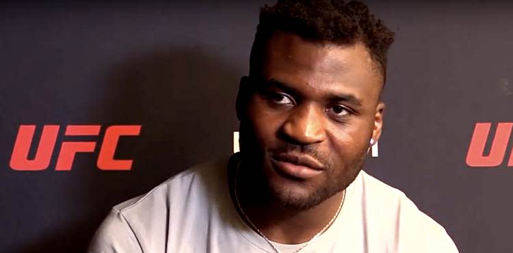 Francis Ngannou at UFC on ESPN 3 Vegas scrum