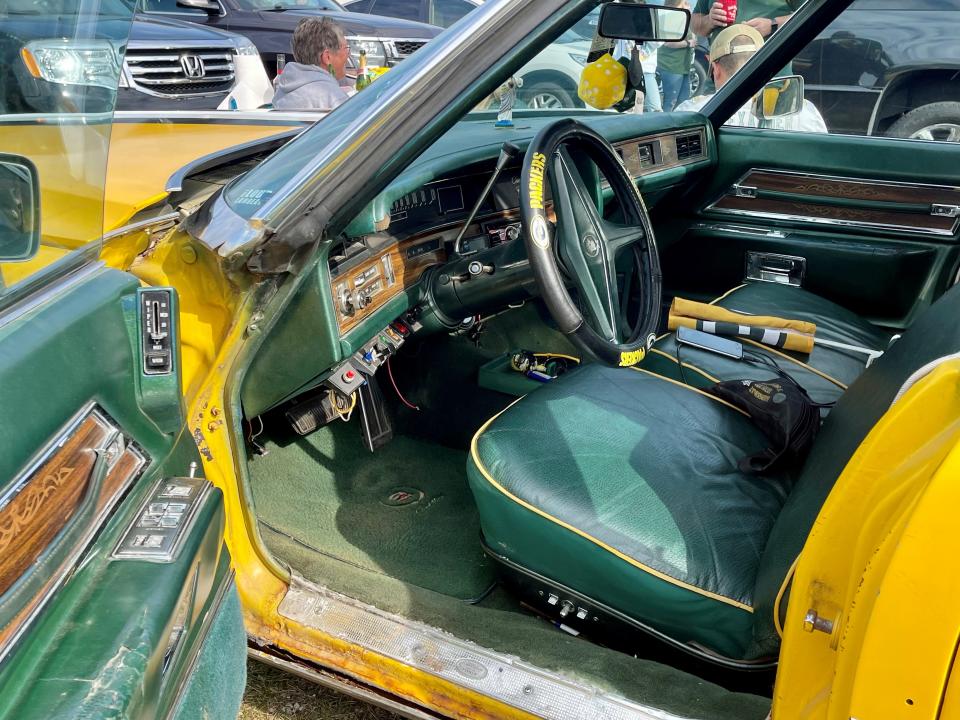 Before Bart Boyden transformed it into a custom Packers vehicle, his 1972 Cadillac Fleetwood was baby blue with a vinyl roof in its former life. It has logged about 270,000 miles and counting.