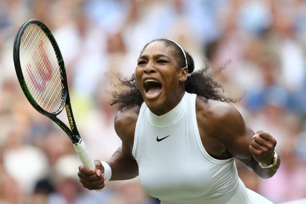 Serena Williams celebrates winning a set during the women's singles final of the 2016 Wimbledon Championships in London on July 9, 2016. (Photo: JUSTIN TALLIS via Getty Images)