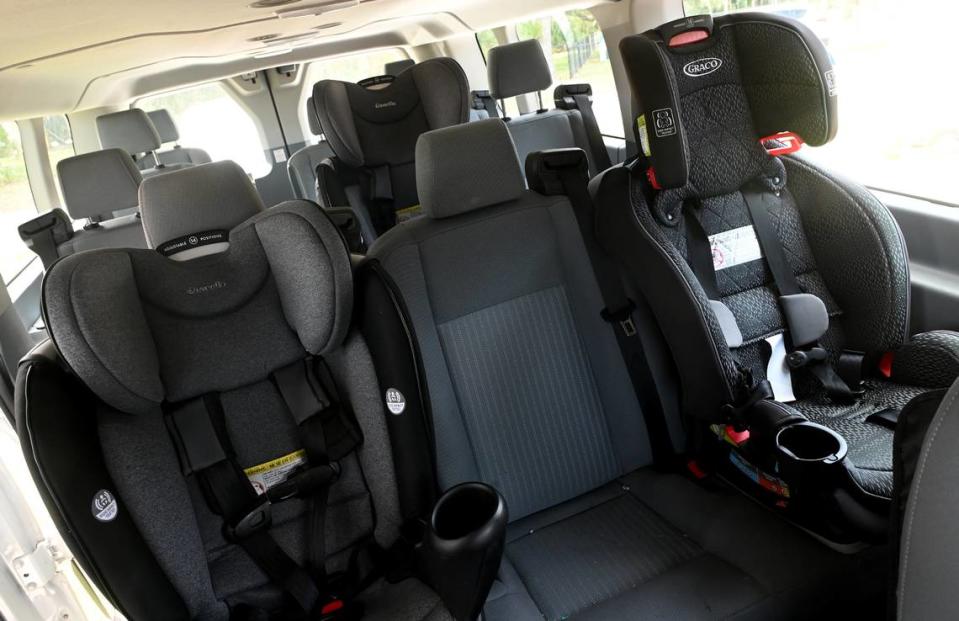 Mindy and Roy’s van can seat 15 with several car seats to accommodate the 10 children, foster and adopted, that they care for.