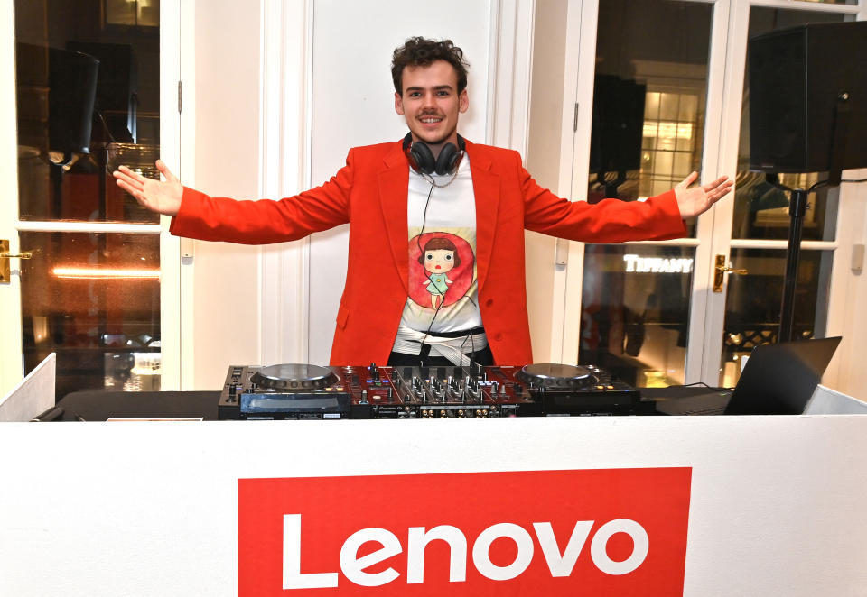 DJ Woody Cook at the Lenovo x Stella McCartney sustainable design competition in November, 2022 in London, England. CSM student Peter Nasielski was the winner of an internship at Stella McCartney HQ. (Photo by Dave Benett/Getty Images for Stella McCartney)