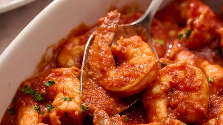 close up of shrimp on spoon