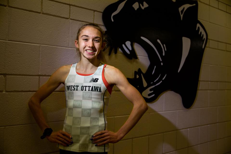 West Ottawa's Helen Sachs poses for a portrait Thursday, Nov. 17, 2022, at West Ottawa High School. Sachs has been named The Sentinel's Cross Country Player of The Year. 