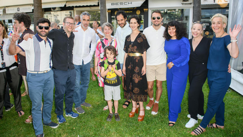 The team from “Holy Spider,” including actors Zar Amir Ebrahimi and Sara Fazilat, and producer Sol Bondy. - Credit: Courtesy of MBB/Daniel Hinz