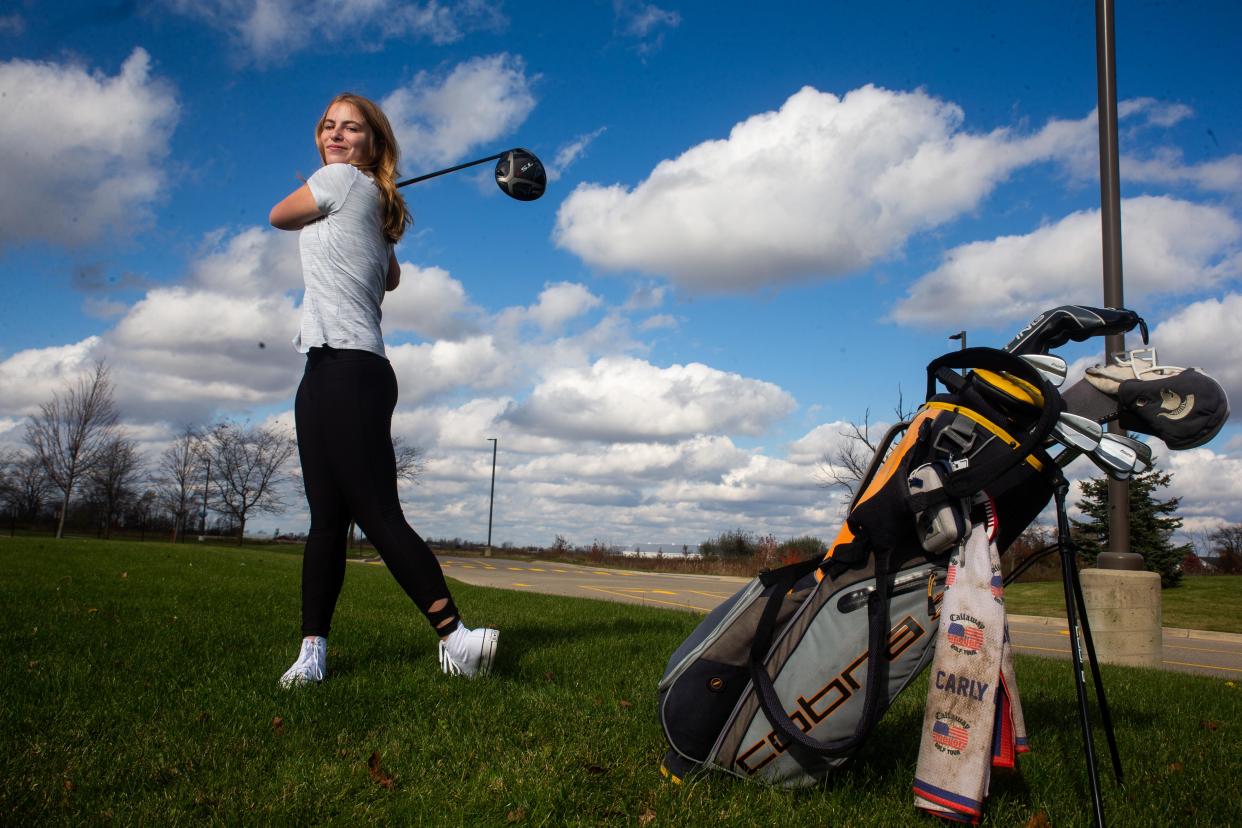 Zeeland's Carly Lukins poses for a portrait Friday, Nov. 10, 2023, at Zeeland East. Lukins has been named The Sentinel's Co-Golfer of The Year.