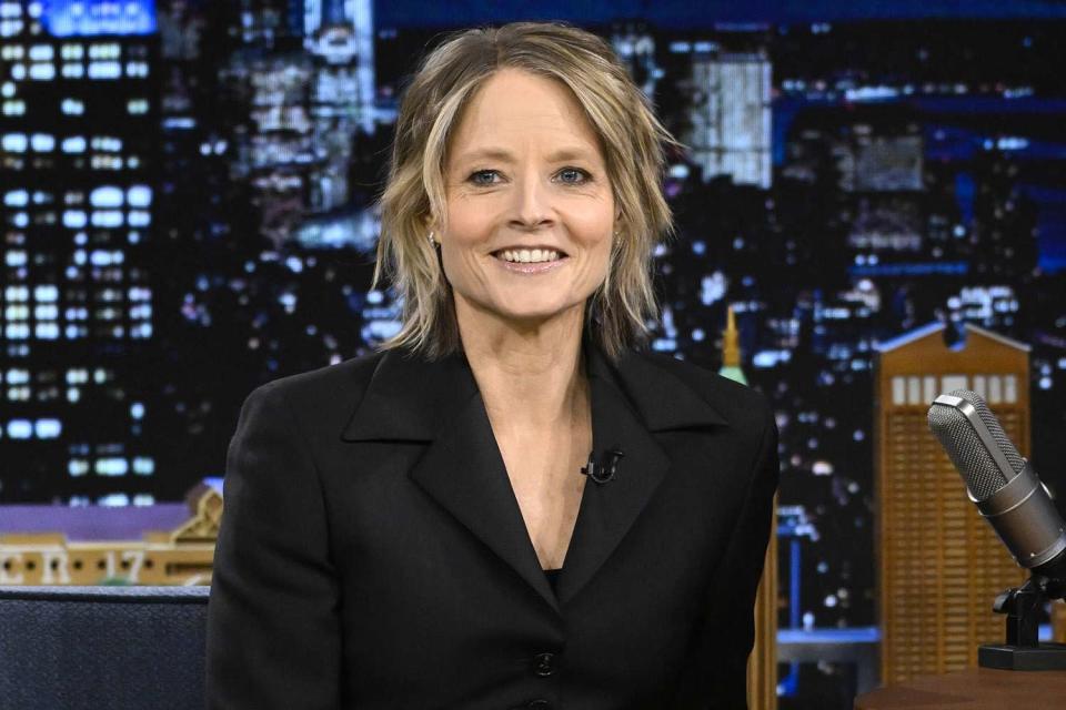 <p>Todd Owyoung/NBC via Getty</p> Jodie Foster during an interview on the 