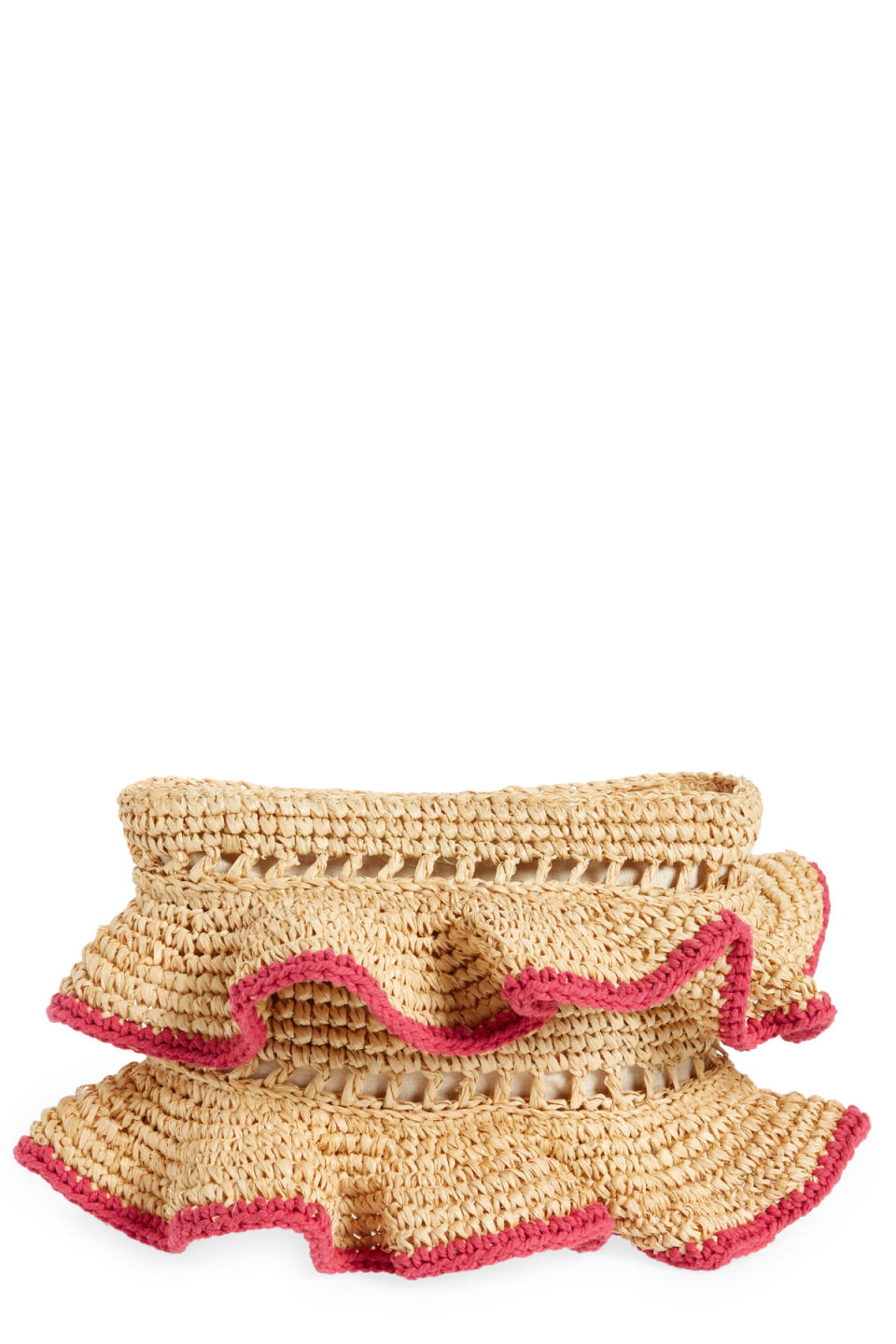 btb Los Angeles Joey Ruffle Raffia Clutch