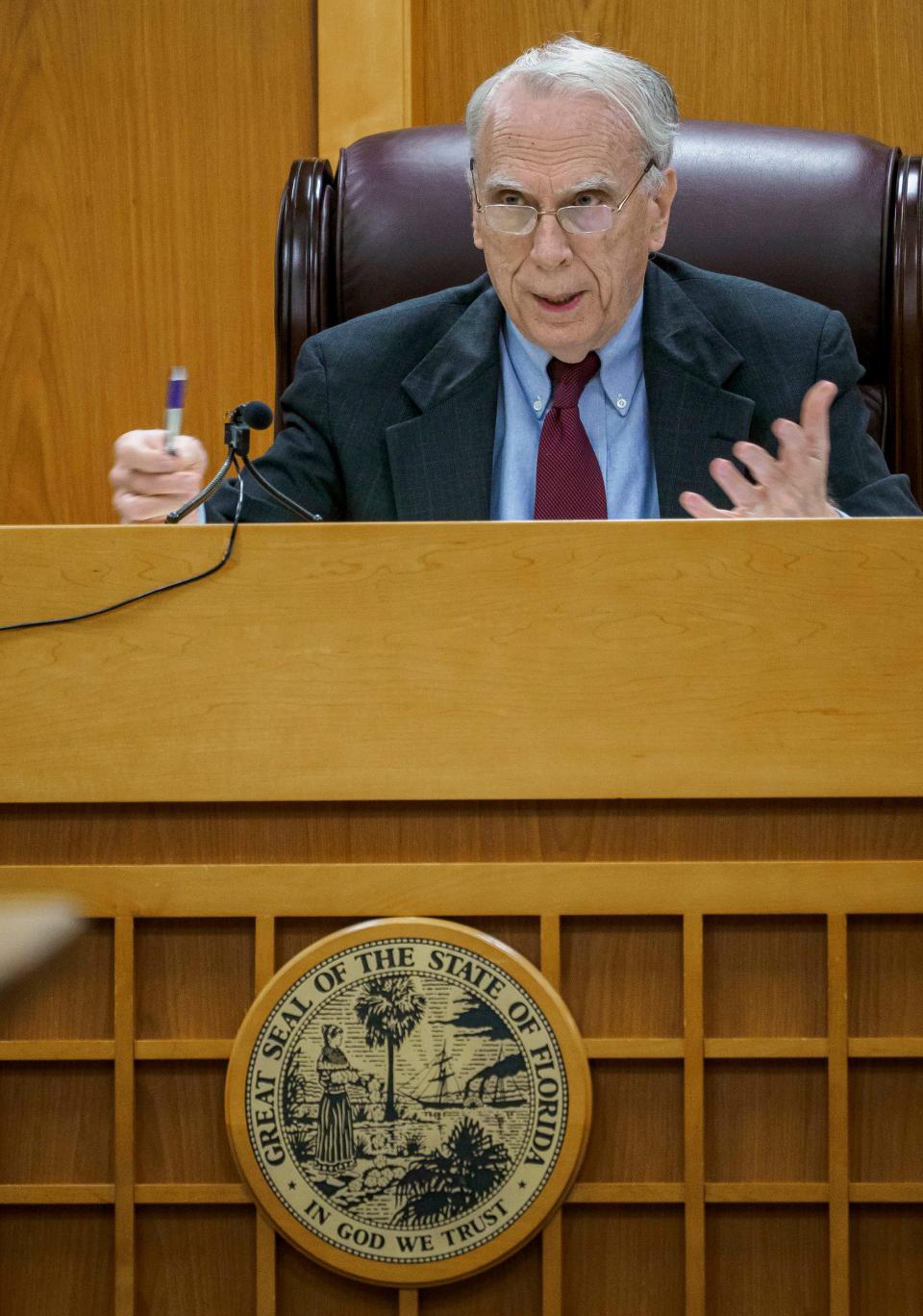 Circuit Judge G. Richard Singeltary speaks during the trial of William “Wild Bill” Roberts at the Lake County Courthouse in Tavares on Wednesday, March 30, 2022.