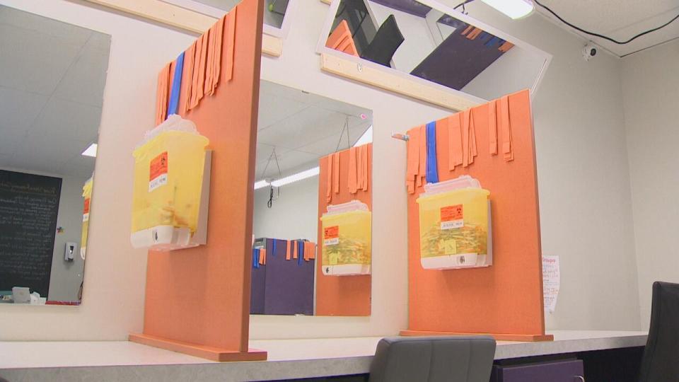 An injection room at Fredericton's River Stone Recovery Centre, which allows participants with treatment-resistant opioid use disorder to get an individualized liquid hydromorphone prescription that can be taken up to three times each day by self-injection in the clinic.