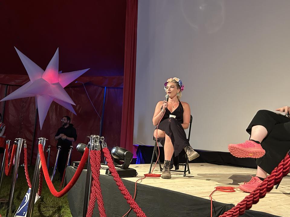 Actress Florence Pugh at Pilton Palais Cinema at Glastonbury Festival