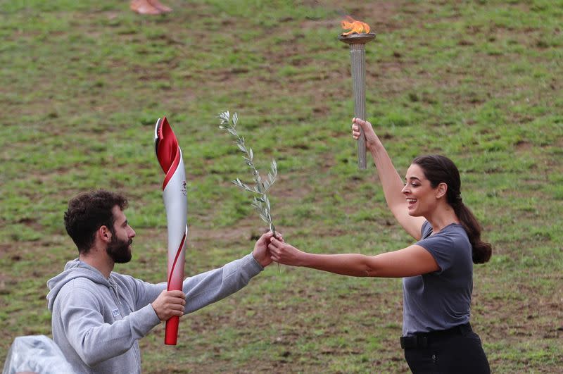 Lighting ceremony rehearsal of the Olympic flame for the Beijing 2022 Winter Olympics