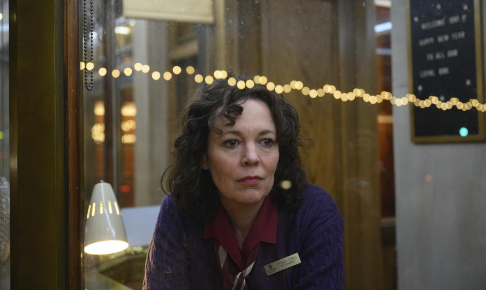 This image released by 20th Century Studios shows Olivia Colman in a scene from "Empire of Light." (Searchlight Pictures via AP)