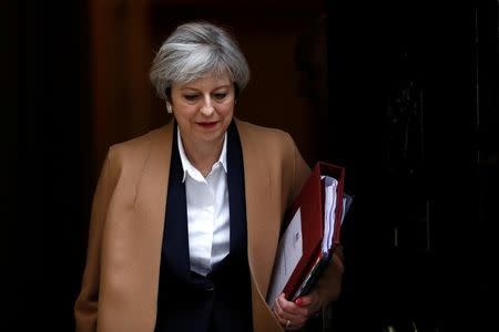 Britain's Prime Minister Theresa May leaves 10 Downing Street in London, March 29, 2017. REUTERS/Stefan Wermuth