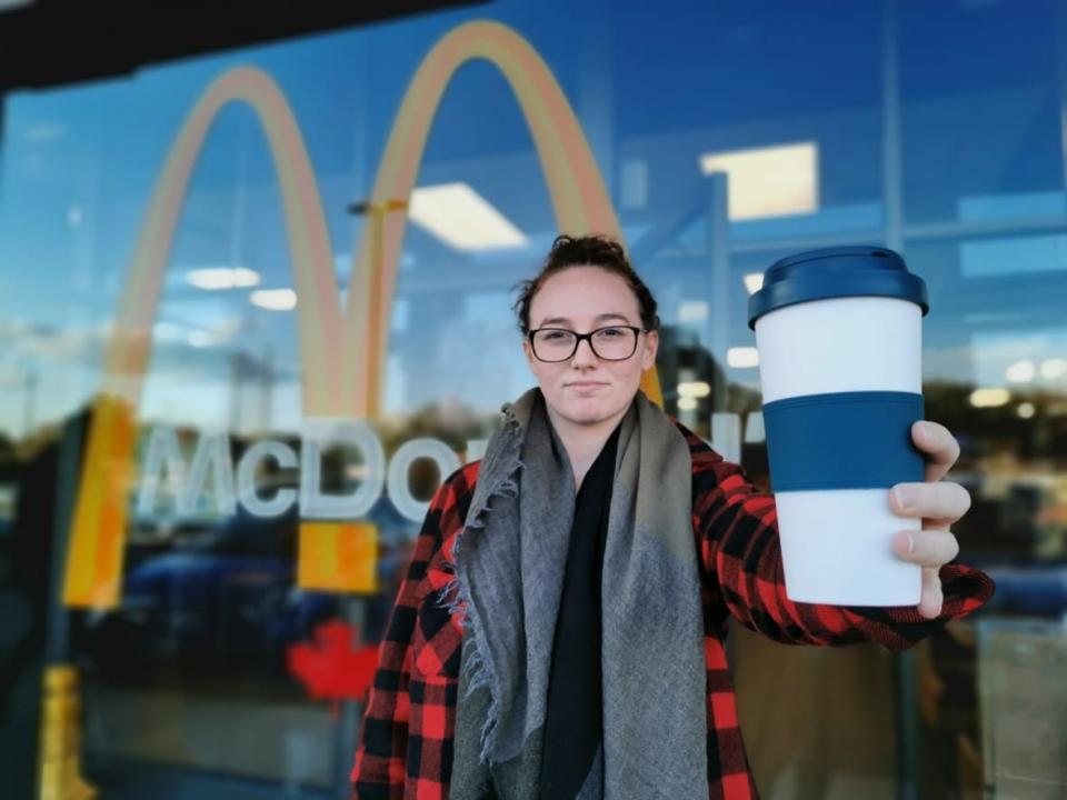 Customer Brenya Green of Toronto complained to CBC News in January 2020 after McDonald's refused to serve her coffee order in her reusable mug.  (Submitted by Jenn Derbach - image credit)