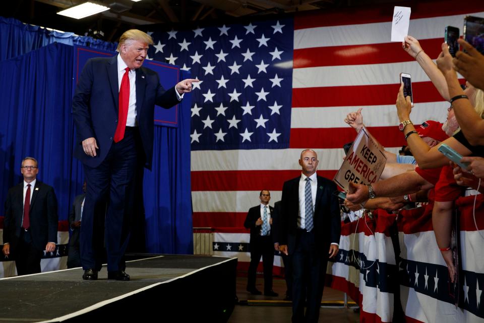 President Donald Trump in North Carolina in Fayetteville, N.C.