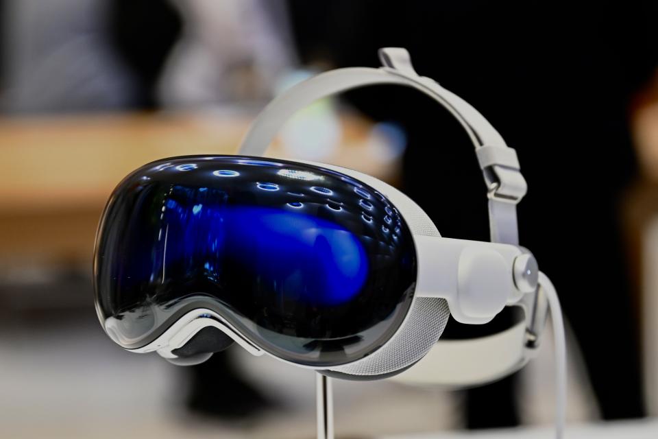 NEW YORK, UNITED STATES - FEBRUARY 03: An Apple Vision Pro mixed reality (XR) headset is seen at Apple store in New York, United States on February 03, 2024. (Photo by Fatih Aktas/Anadolu via Getty Images)