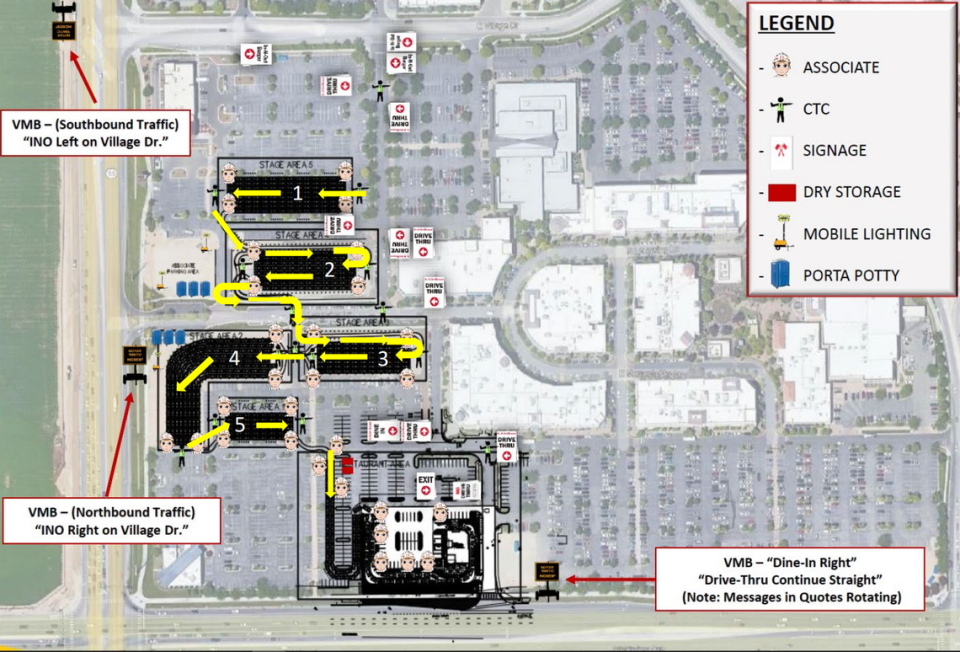 A traffic plan for In-N-Out Burger’s opening was included in a Village at Meridian memo to its tenants and businesses.