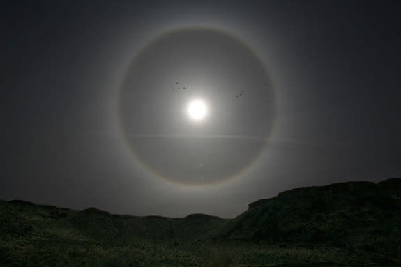 Light being refracted in the atmosphere of the Earth can sometimes create a halo around the sun or moon. Similarly, light from another star being refracted in an exoplanet atmosphere can cause an increase in the amount of light detected from th