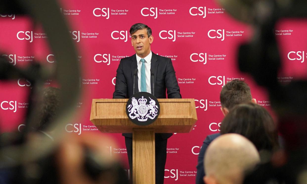 <span>Rishi Sunak said the disability welfare bill of £69bn was now more than the core schools budget.</span><span>Photograph: Yui Mok/PA</span>